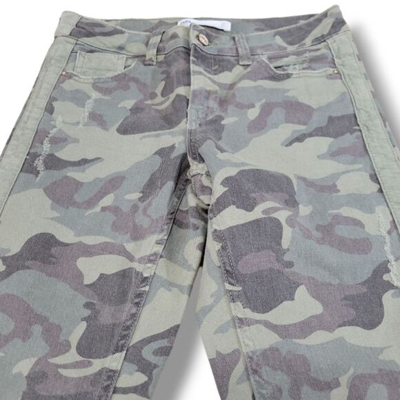 Zara Jeans Size 4 W28"xL27" Zara Z1975 Denim Pants Skinny Jeans Camouflage Camo - Picture 4 of 7